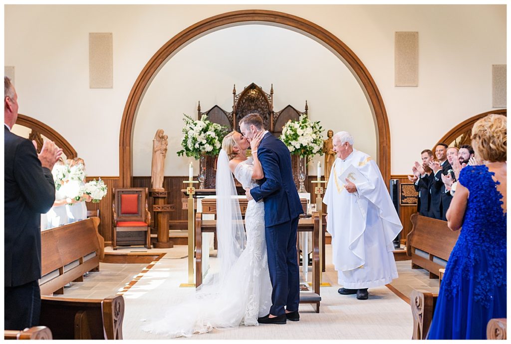 first kiss in Church wedding ceremony