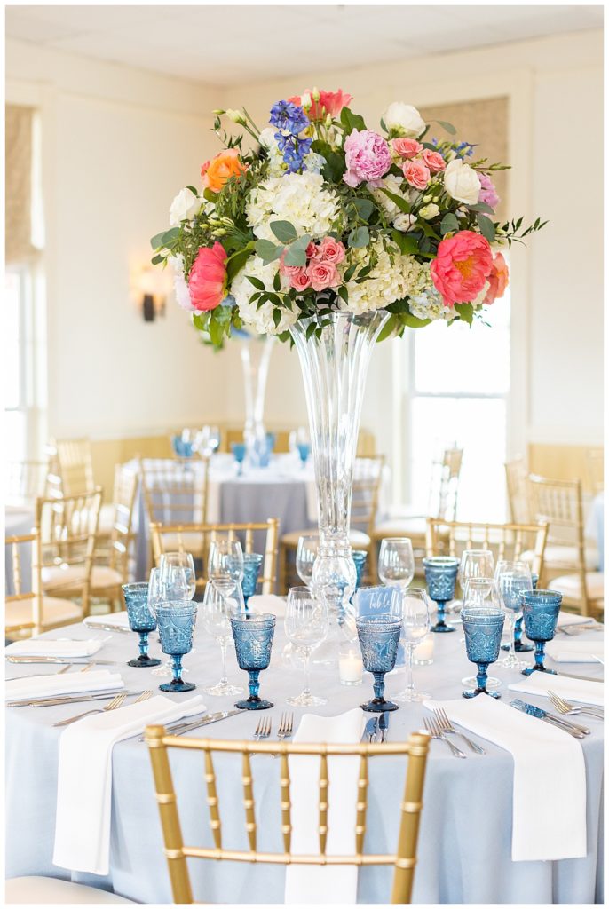 classic and elegant indoor wedding reception on Block Island